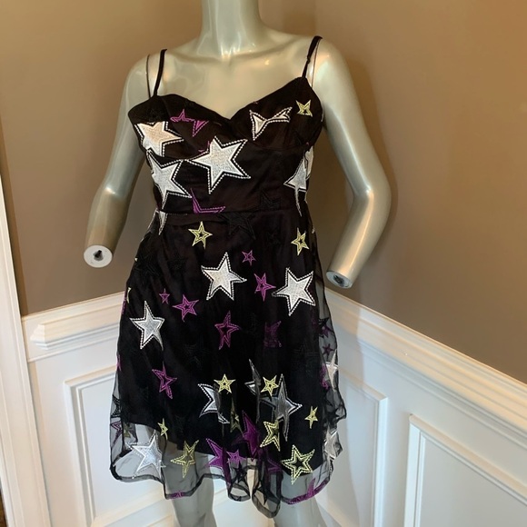 Aqua X Zendaya Mini Skater Star Netting Dress - Picture 1 of 4